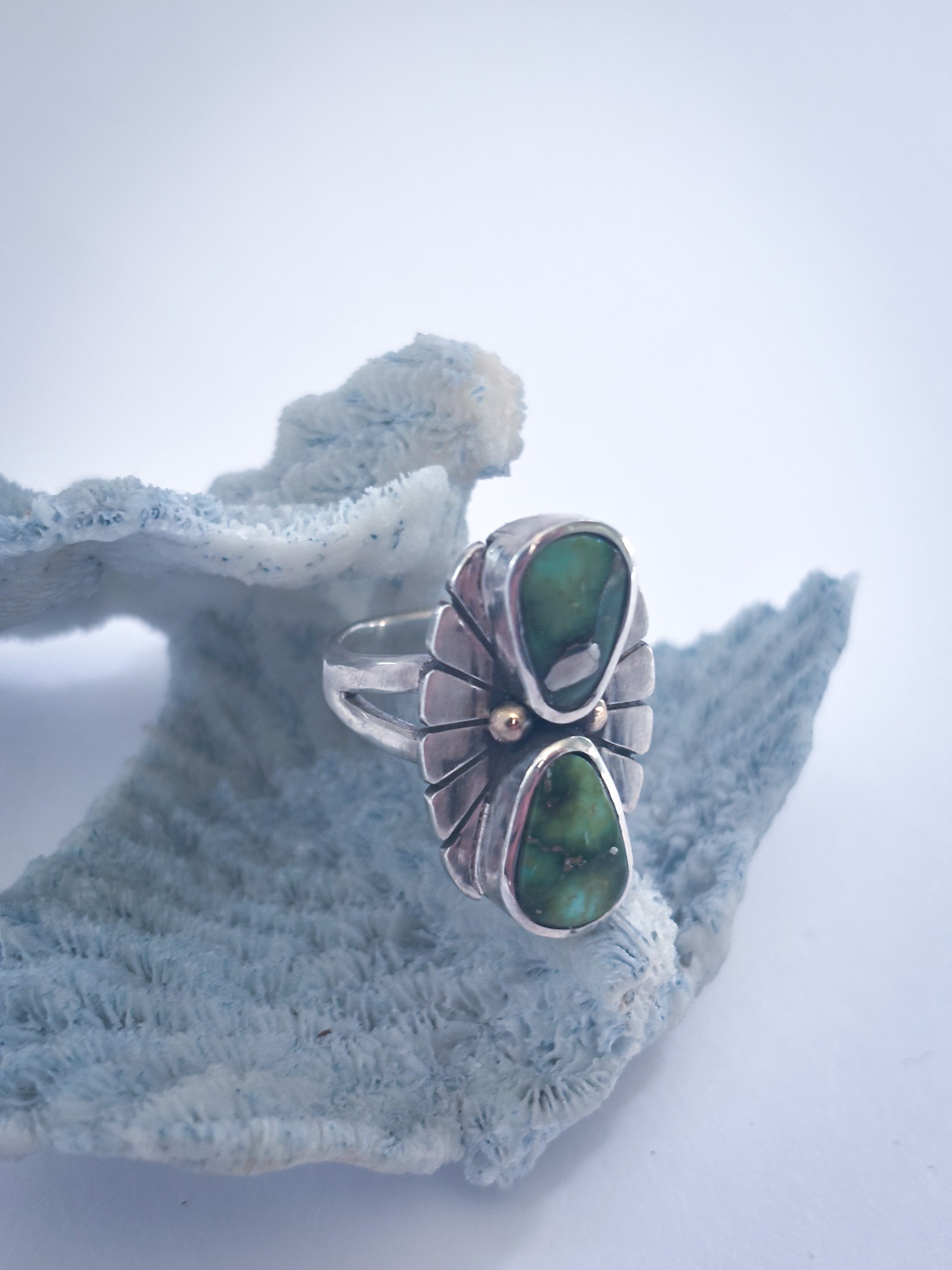 Fleur Ring | Sonoran Gold Turquoise & Sterling Silver & 14K Gold | Size 7