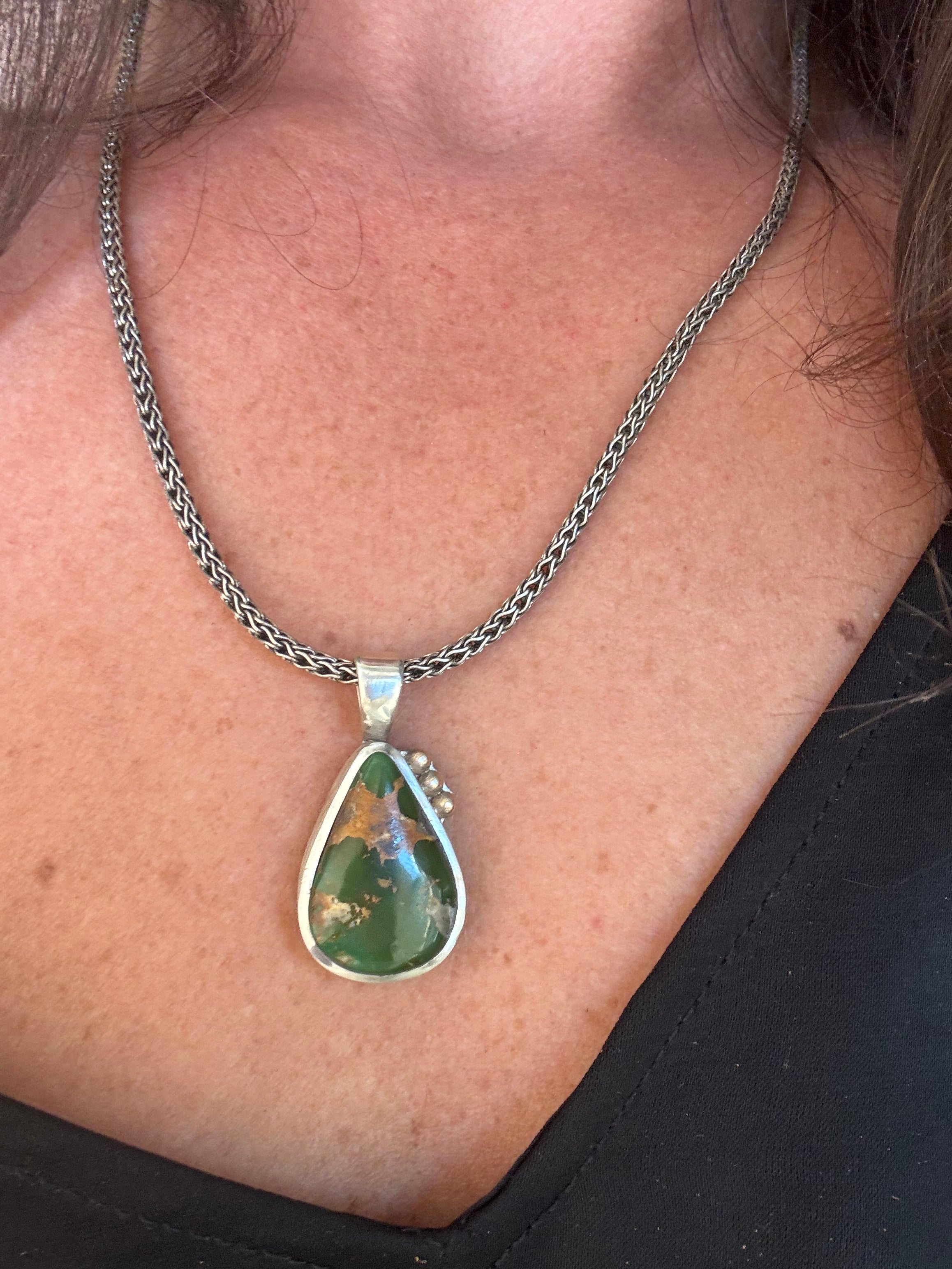 Royston Turquoise Necklace | Sterling Silver & 14K Gold