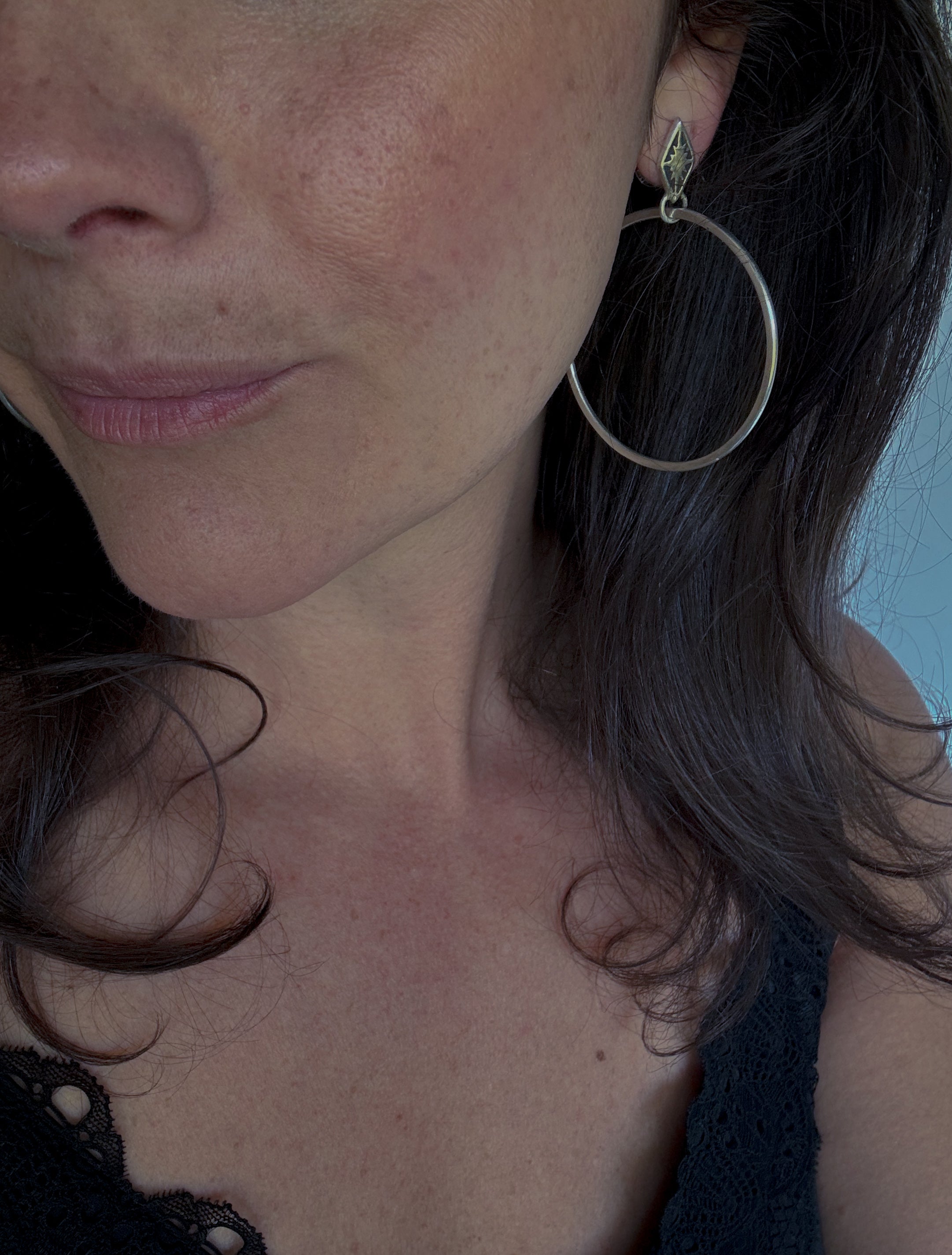 North Star Post Hoop Earrings | Sterling Silver