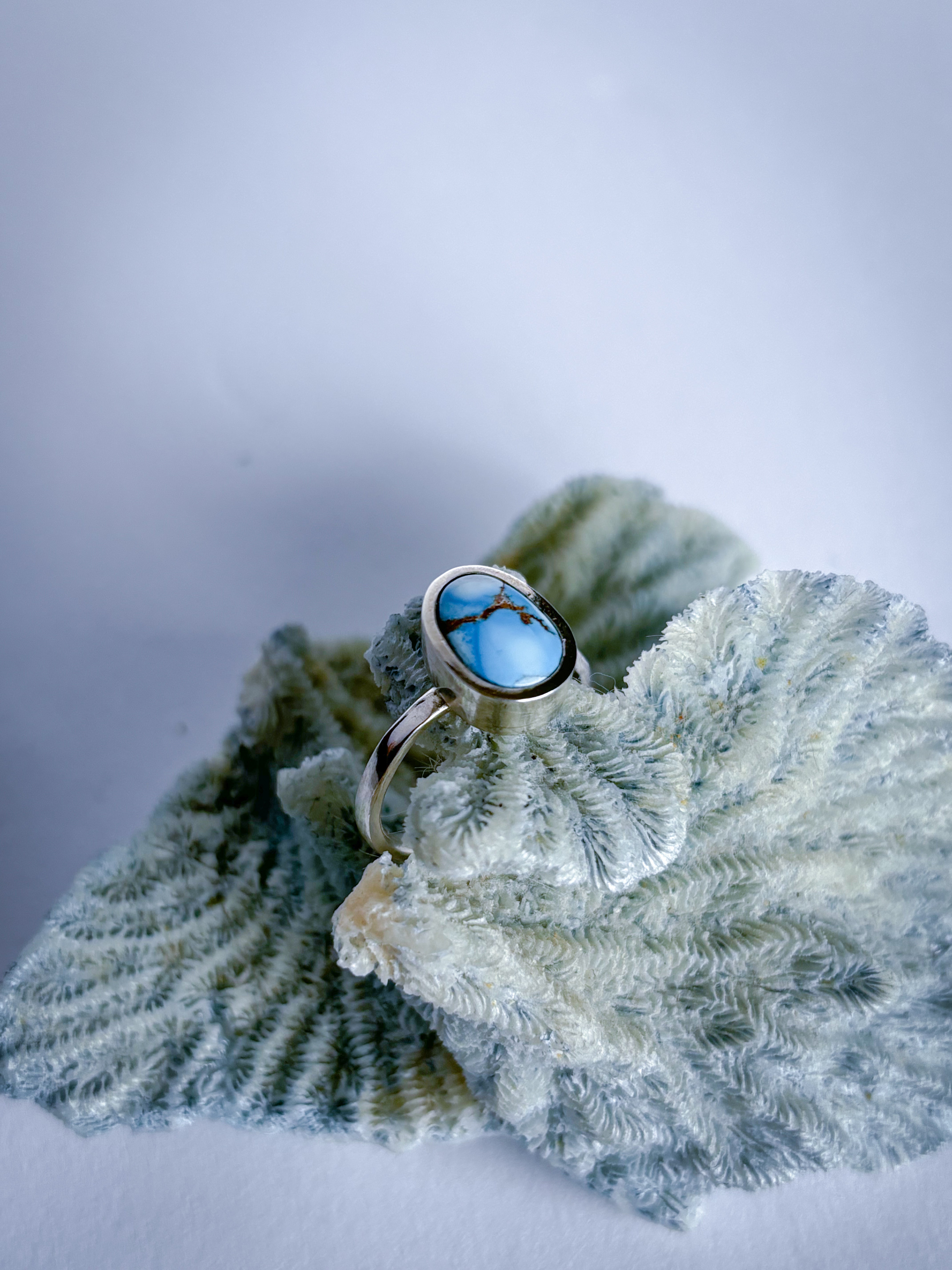 Golden Hills Turquoise Stacker Ring | Sterling Silver | Size 7