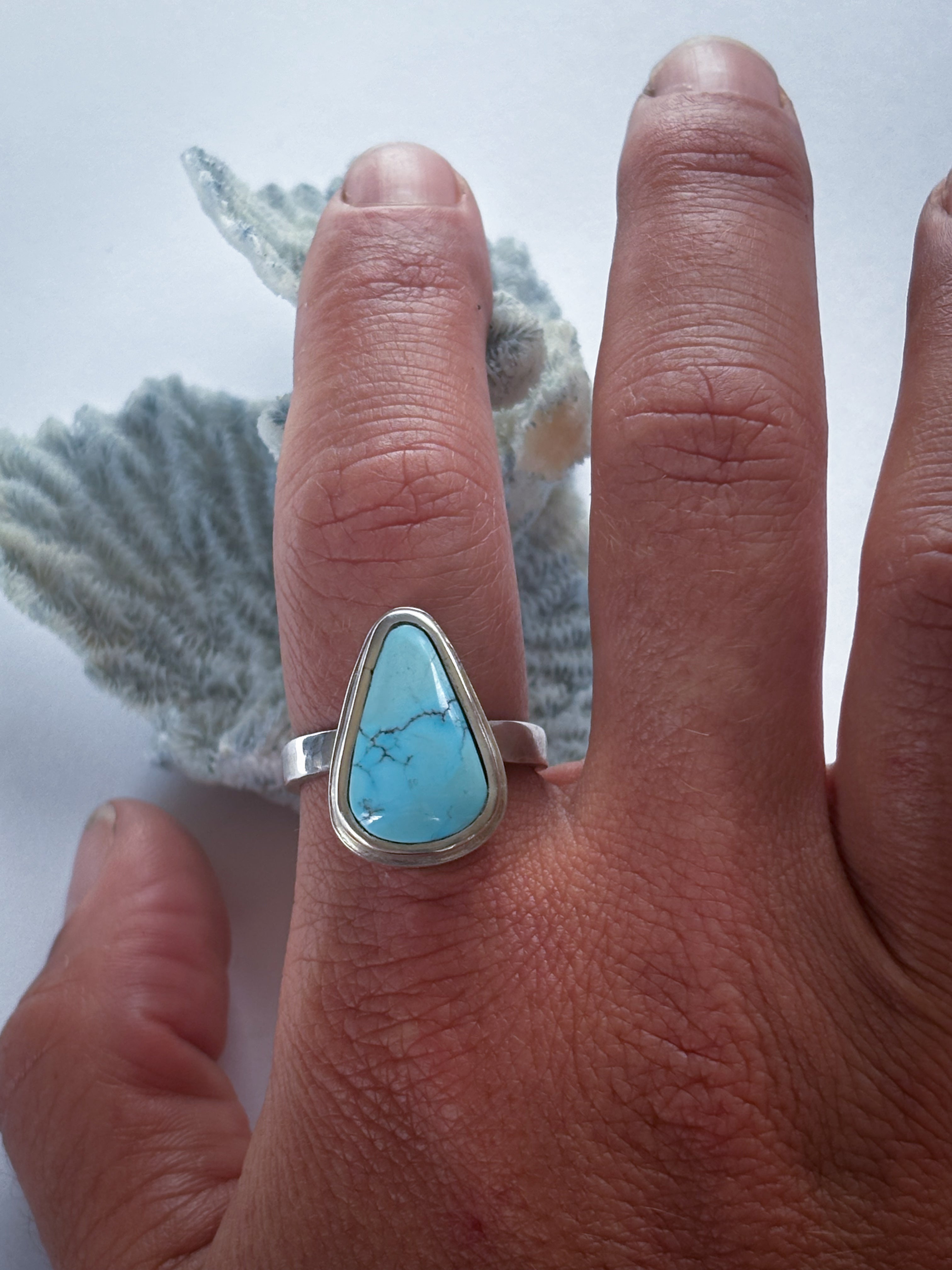 Handcrafted Sterling online Silver Egyptian Turquoise Size 8.5 Statement Ring