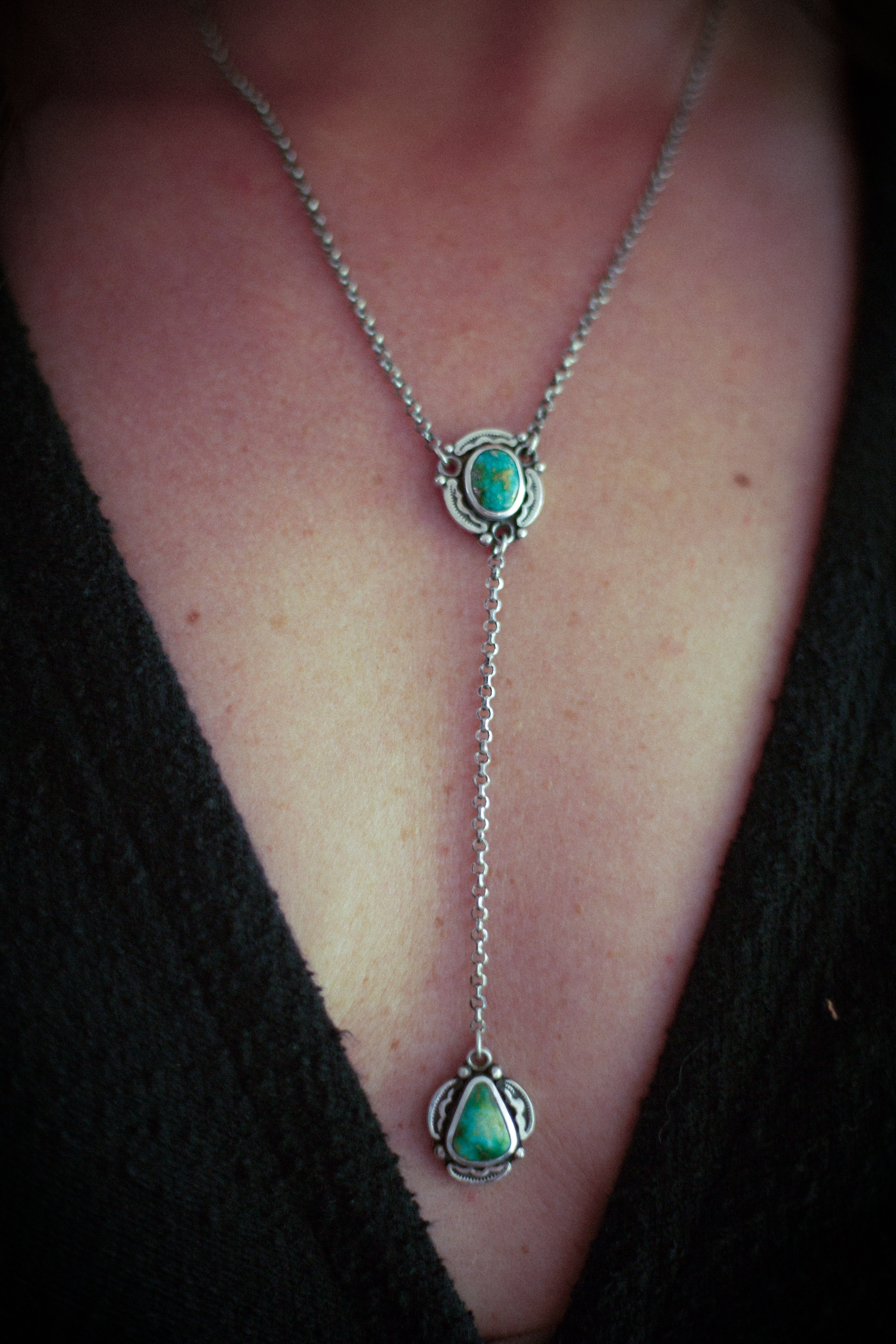 Encompass Lariat Necklace | Sonoran Gold Turquoise & Sterling Silver