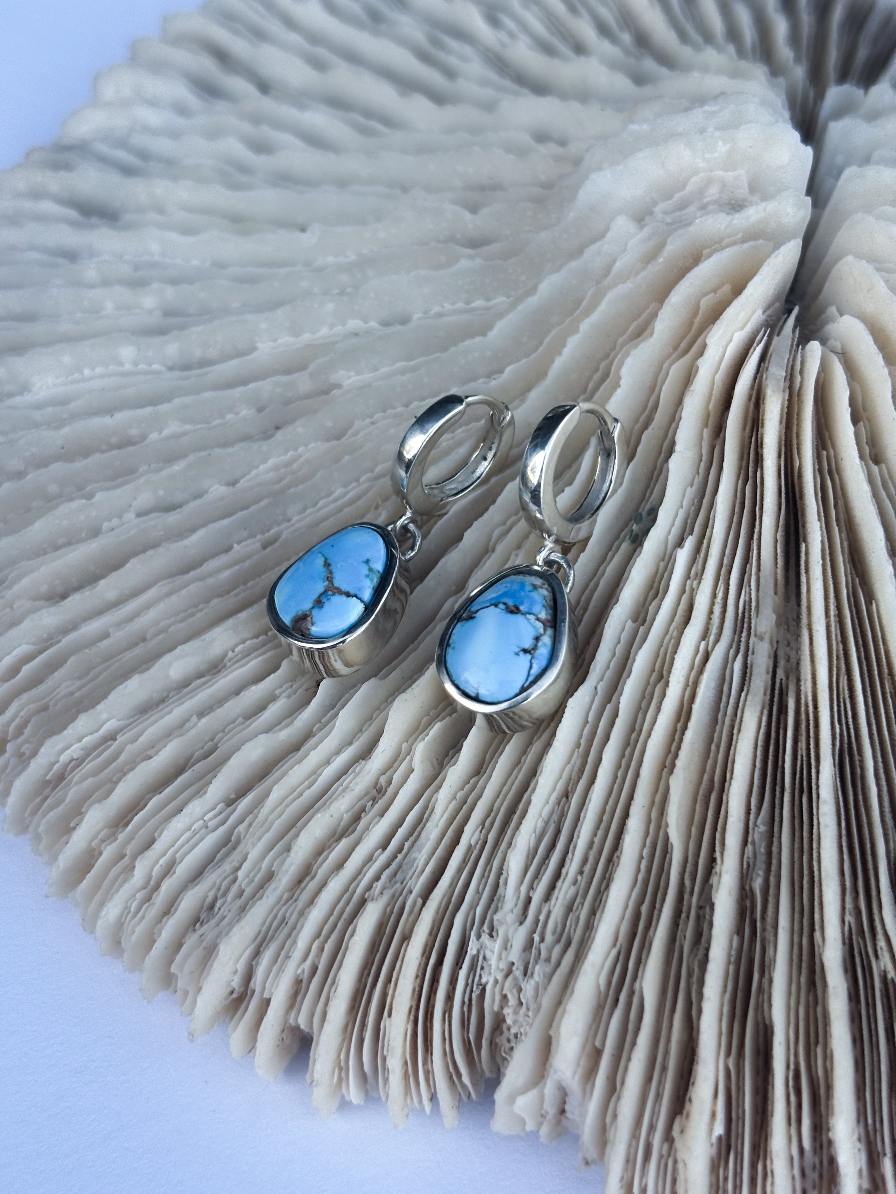 Huggie Hoop Earrings | Golden Hills Turquoise & Sterling Silver