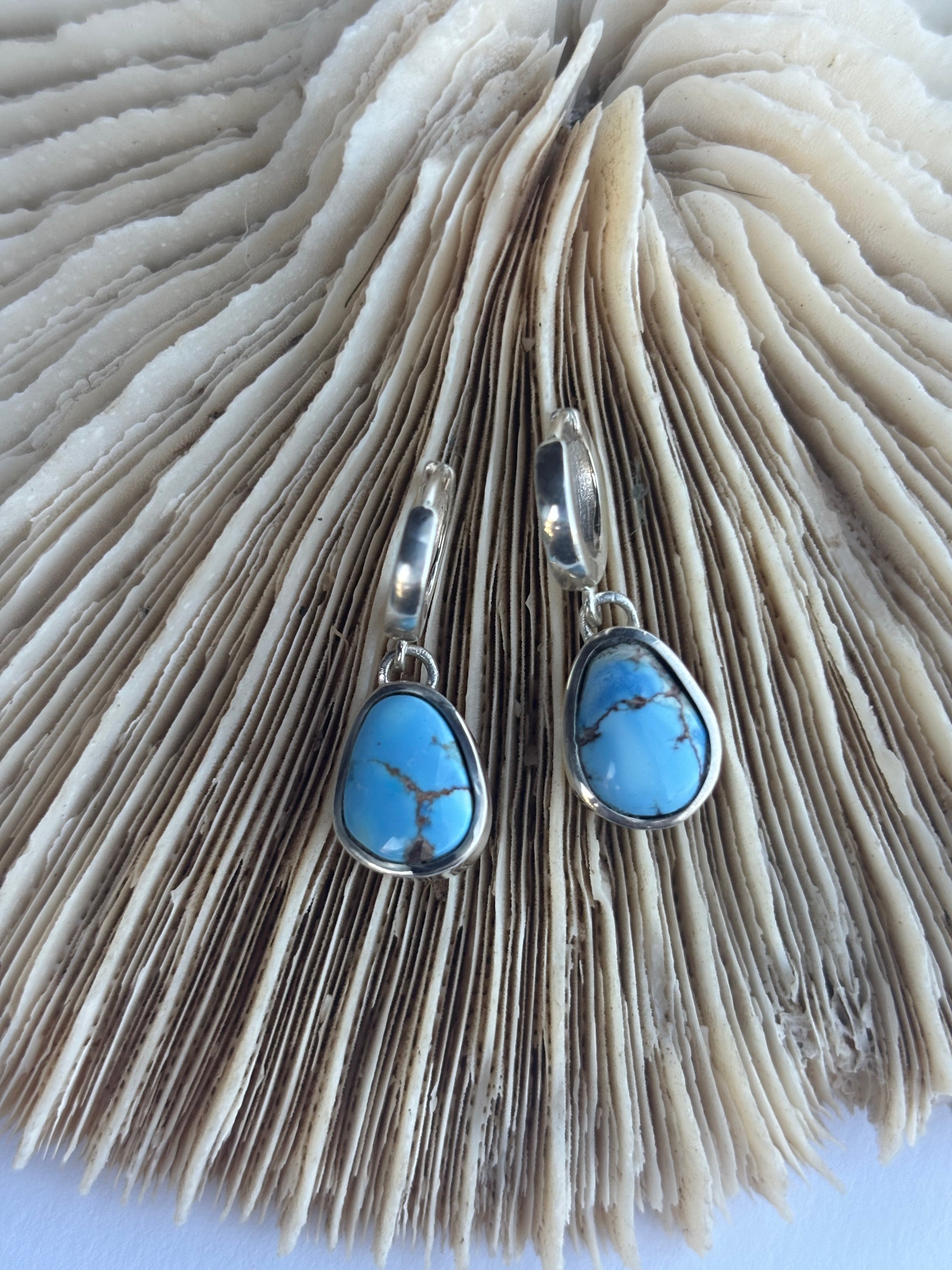 Huggie Hoop Earrings | Golden Hills Turquoise & Sterling Silver