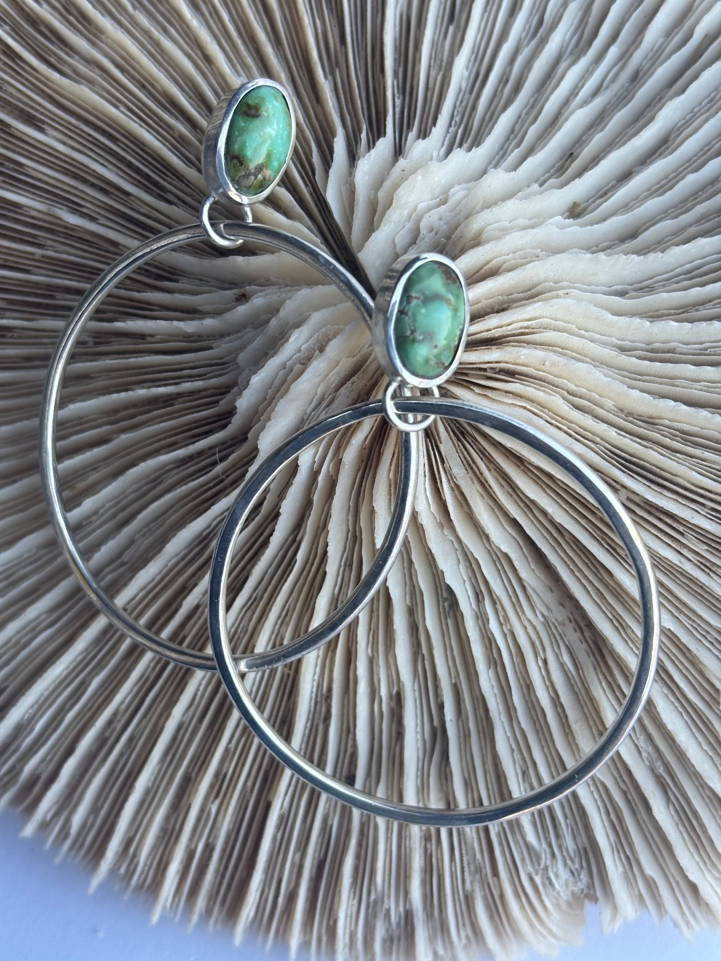 Sonoran Mountain Turquoise Sterling Silver Hoop Earrings