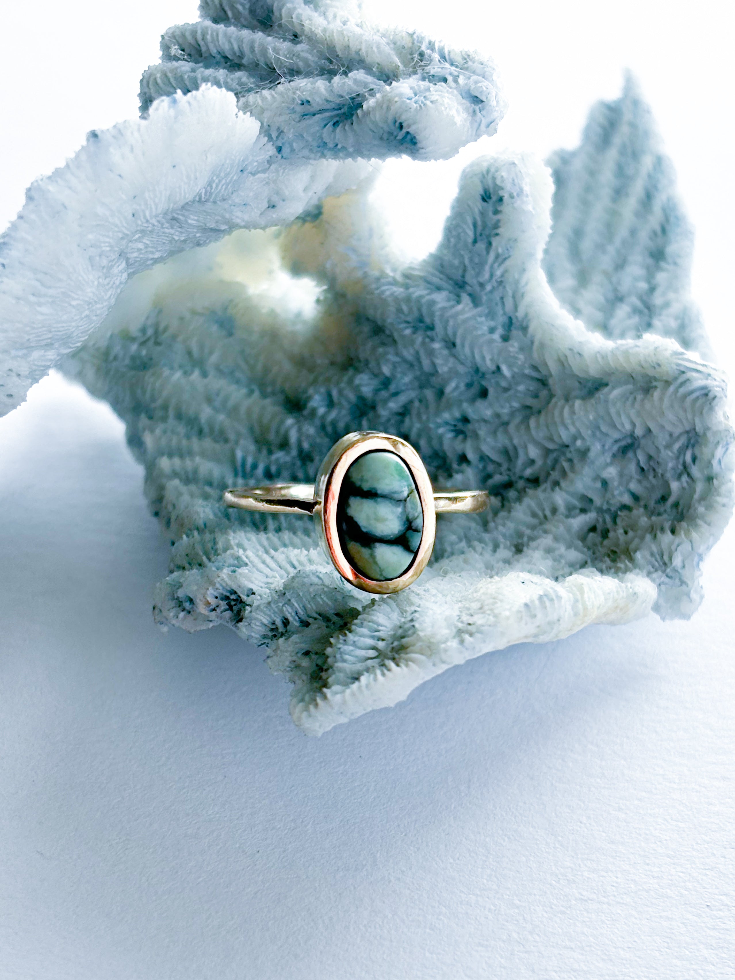 Damele Turquoise Stacker Ring | 14K Gold & Sterling Silver | Size 5.5