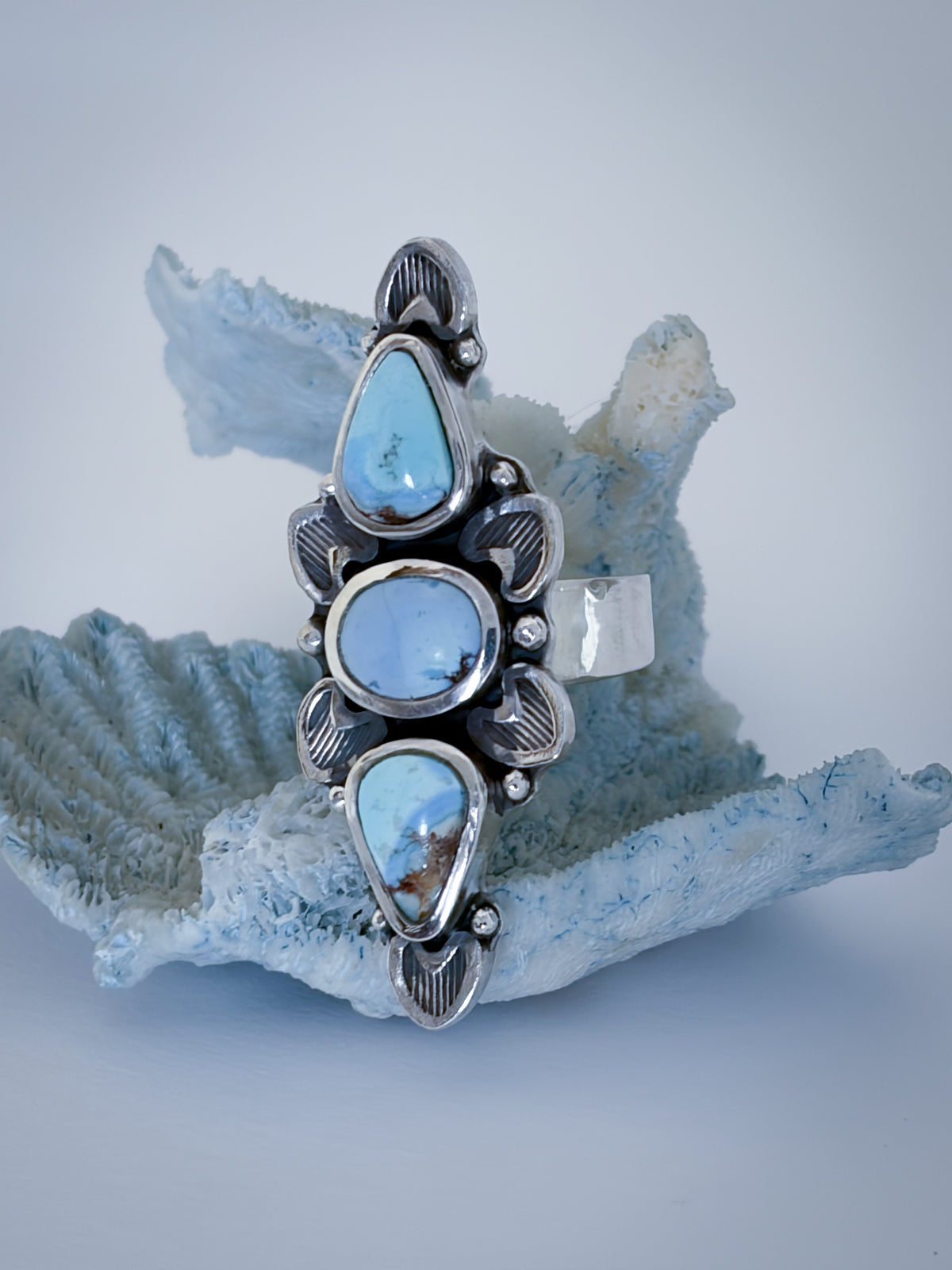 Full Bloom Ring | Golden Hills Lavender Turquoise & Sterling Silver | Size 7
