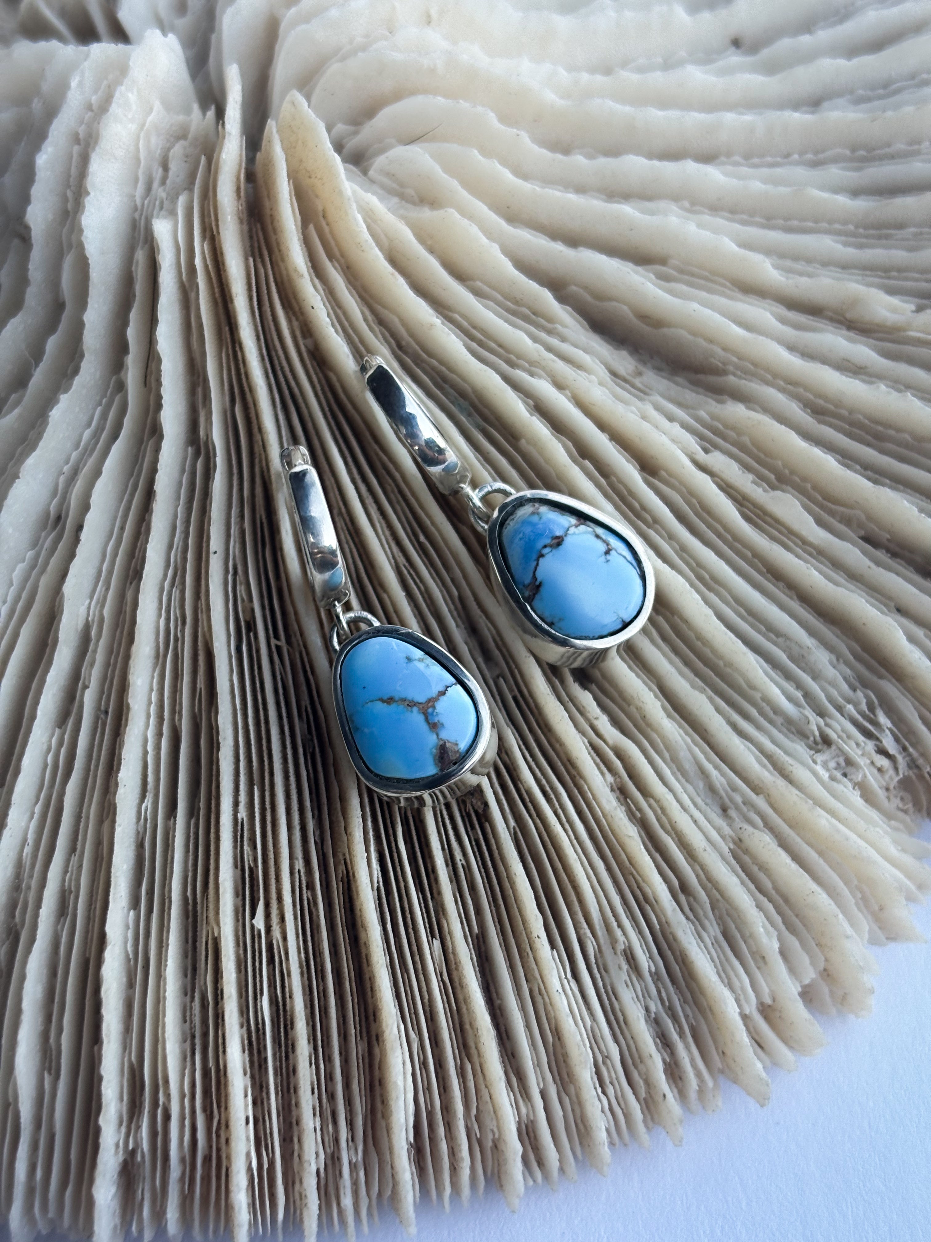 Huggie Hoop Earrings | Golden Hills Turquoise & Sterling Silver