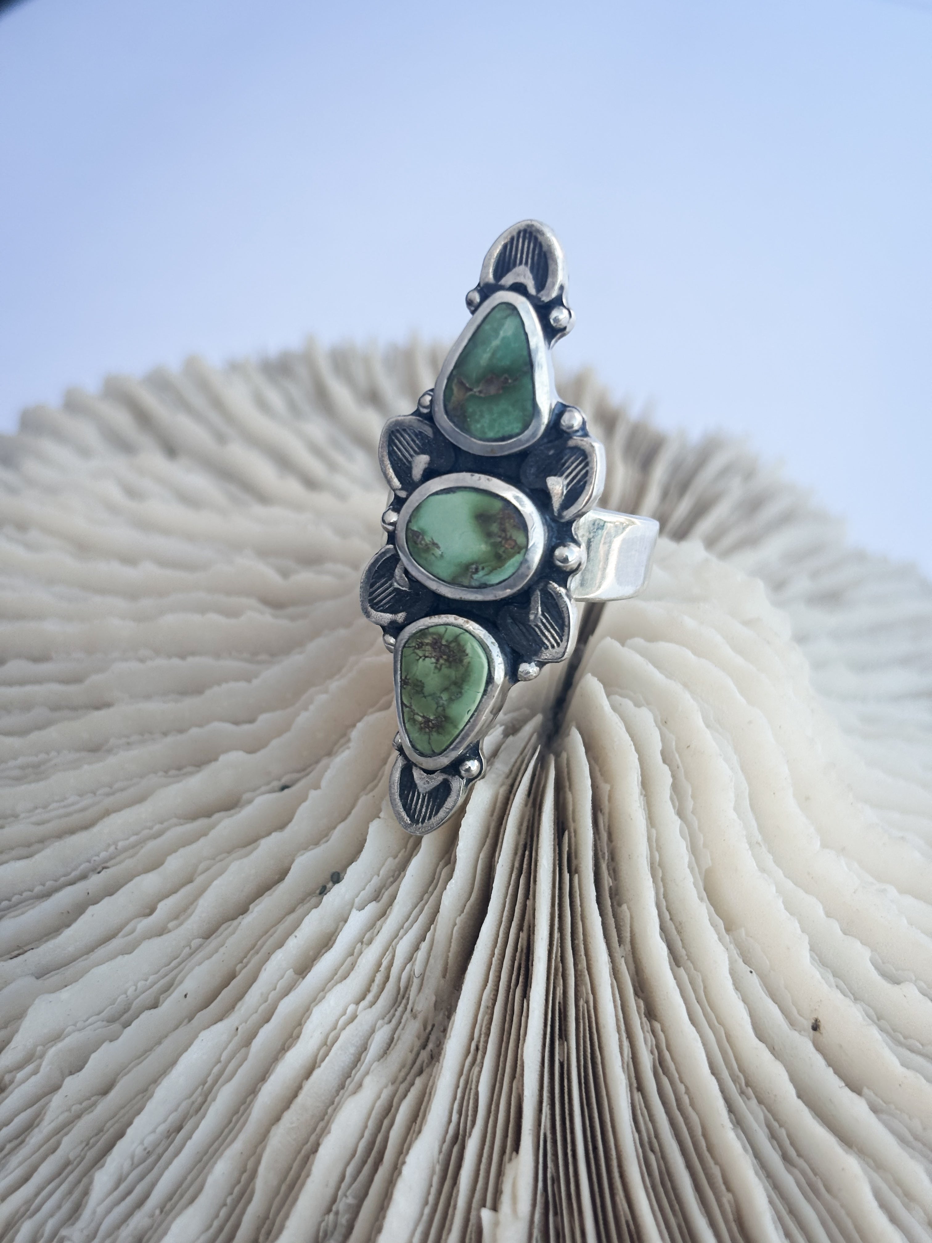 Full Bloom Ring | Sonoran Gold Turquoise & Sterling Silver | Size 8