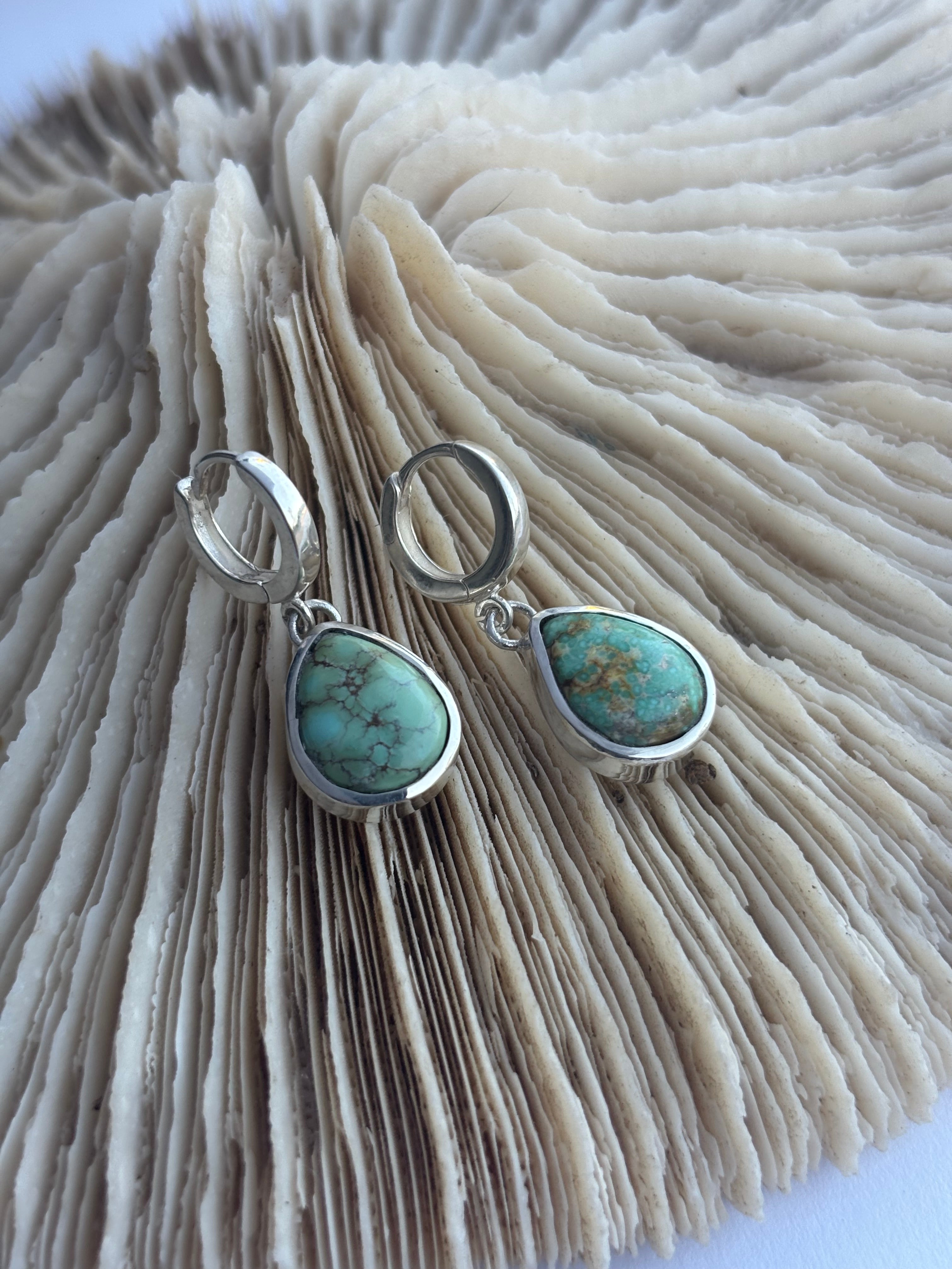Huggie Hoop Earrings | Sonoran Mountain Turquoise & Sterling Silver