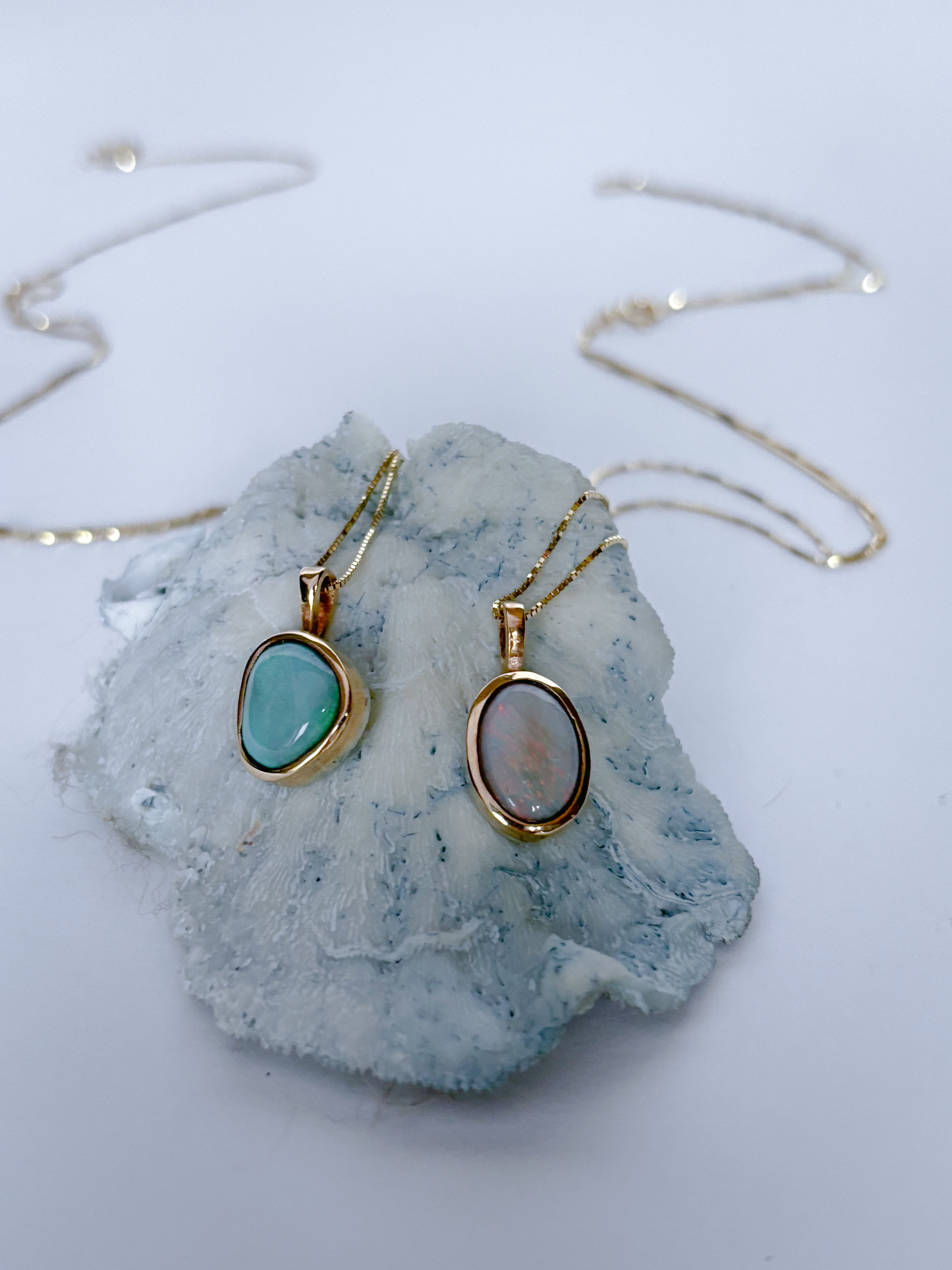 Australian Opal Necklace | 14K Gold & Sterling Silver