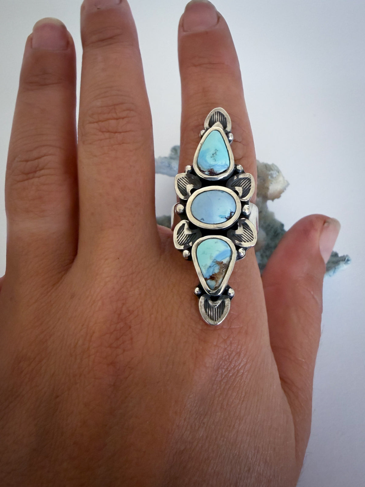 Full Bloom Ring | Golden Hills Lavender Turquoise & Sterling Silver | Size 7