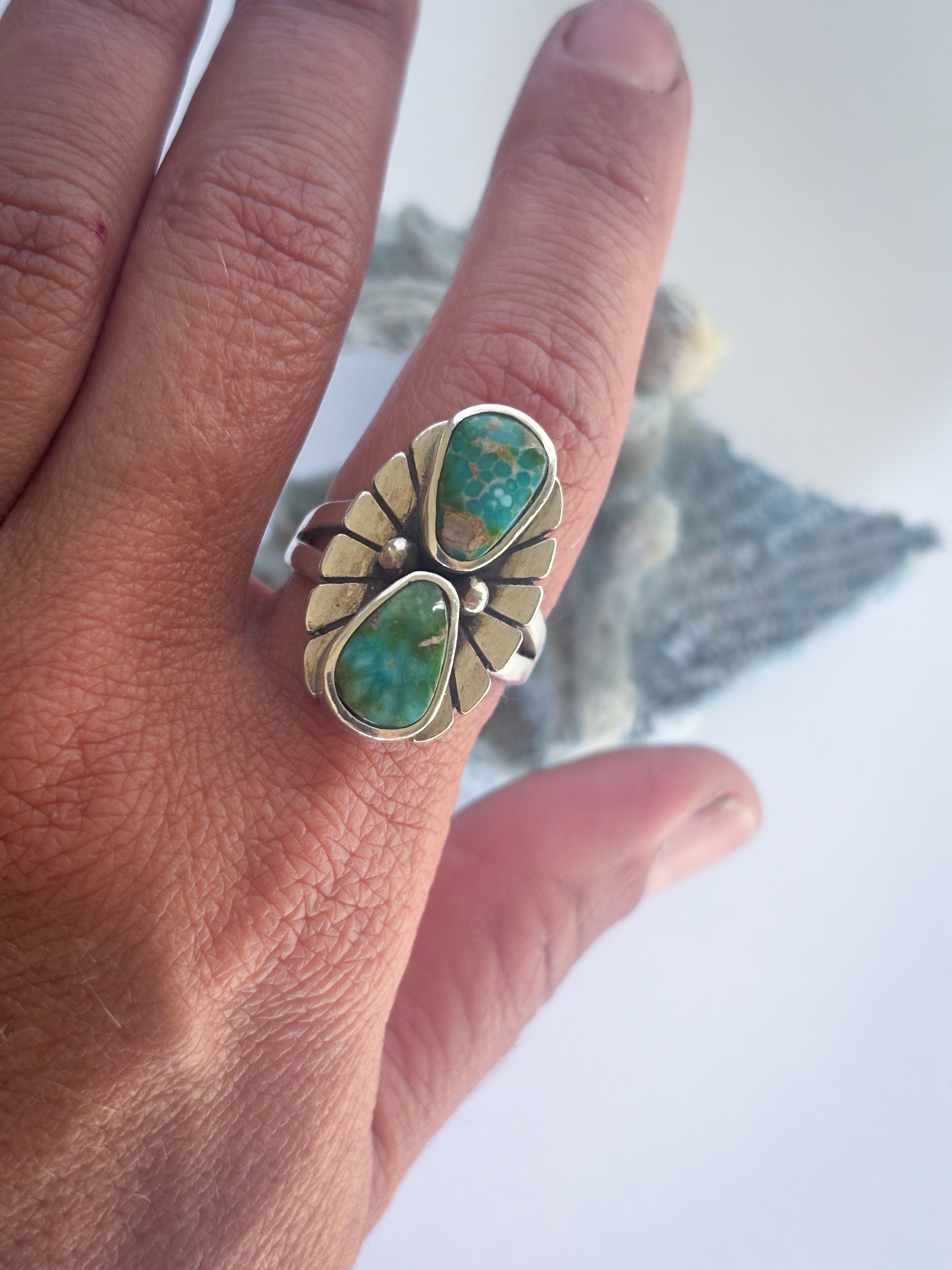Fleur Ring | Sonoran Gold Turquoise & Sterling Silver | Size 7