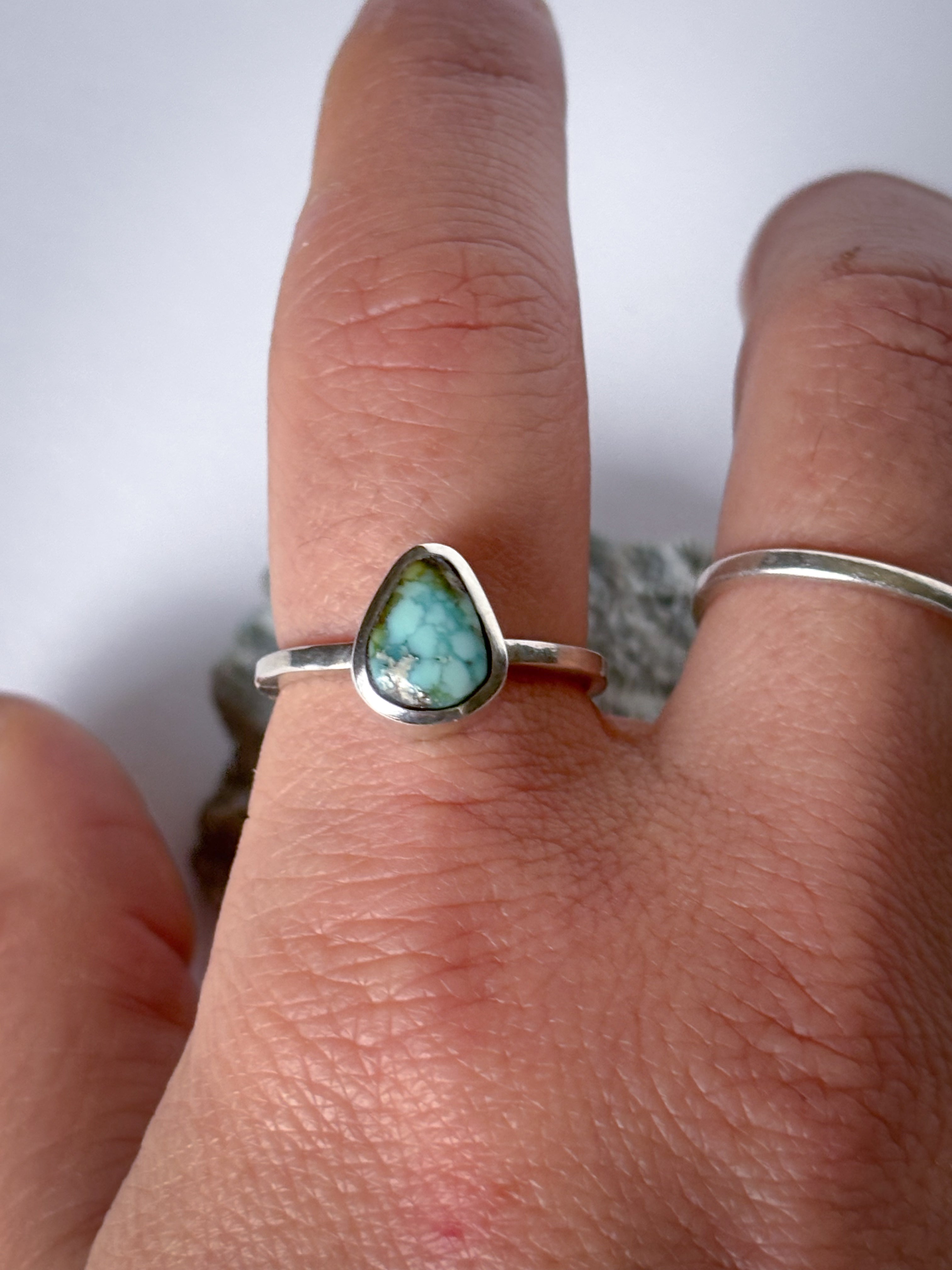 Sonoran Gold Turquoise Stacker Ring | Sterling Silver | Size 8