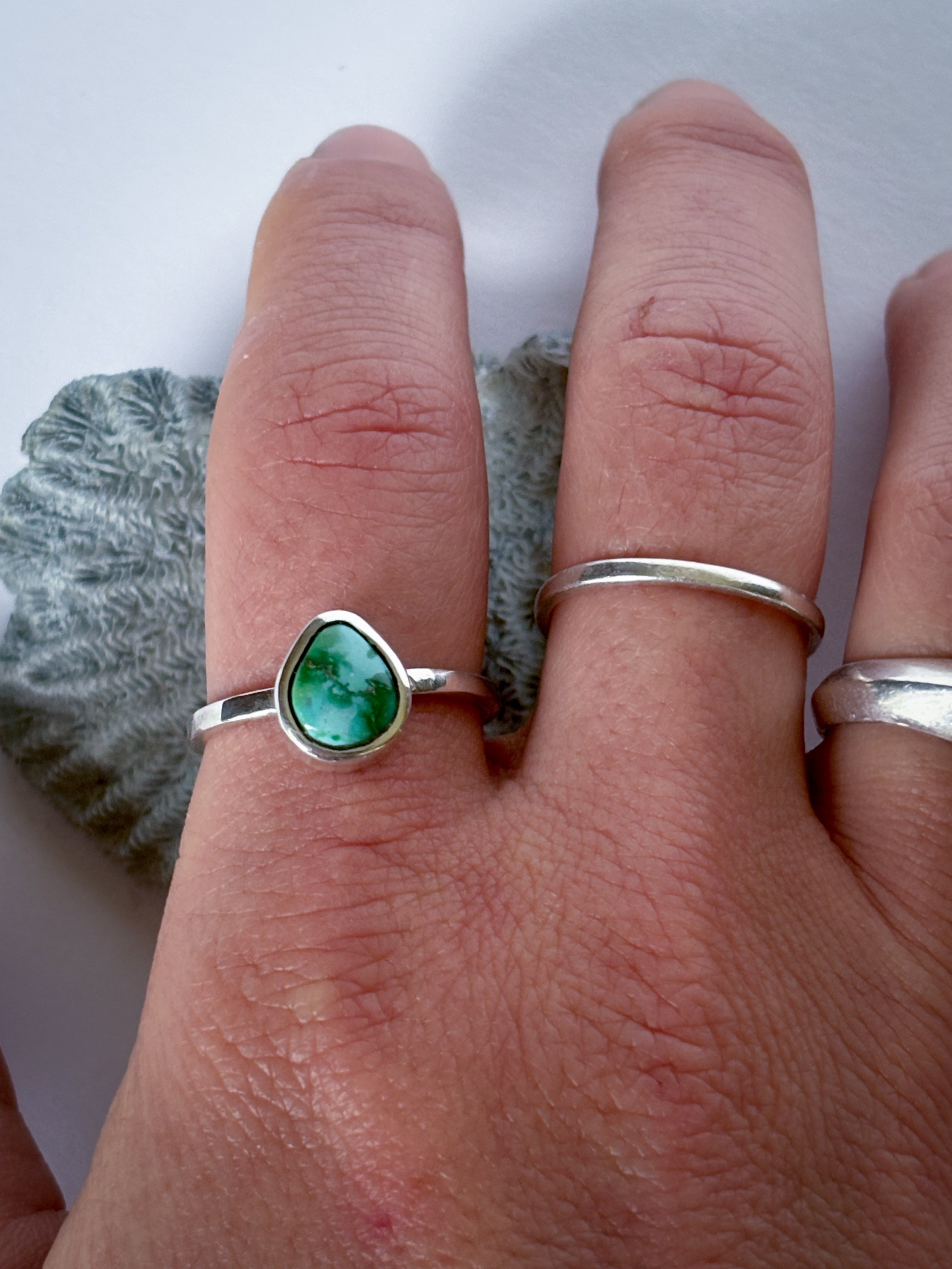 Sonoran Mountain Turquoise Stacker Ring | Sterling Silver | Size 9.5