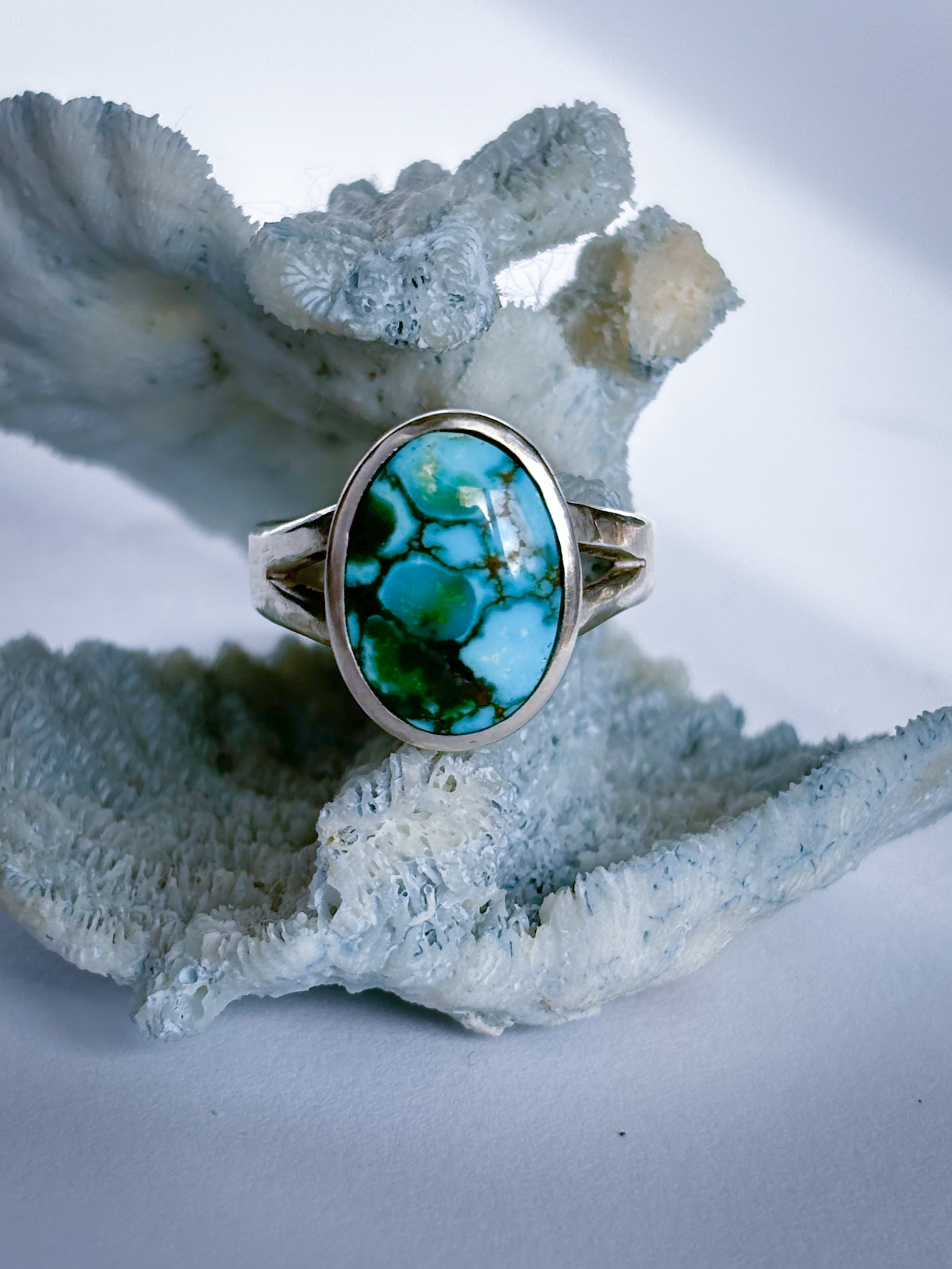 Kingman Turquoise Split Ring | Sterling Silver | Size 9