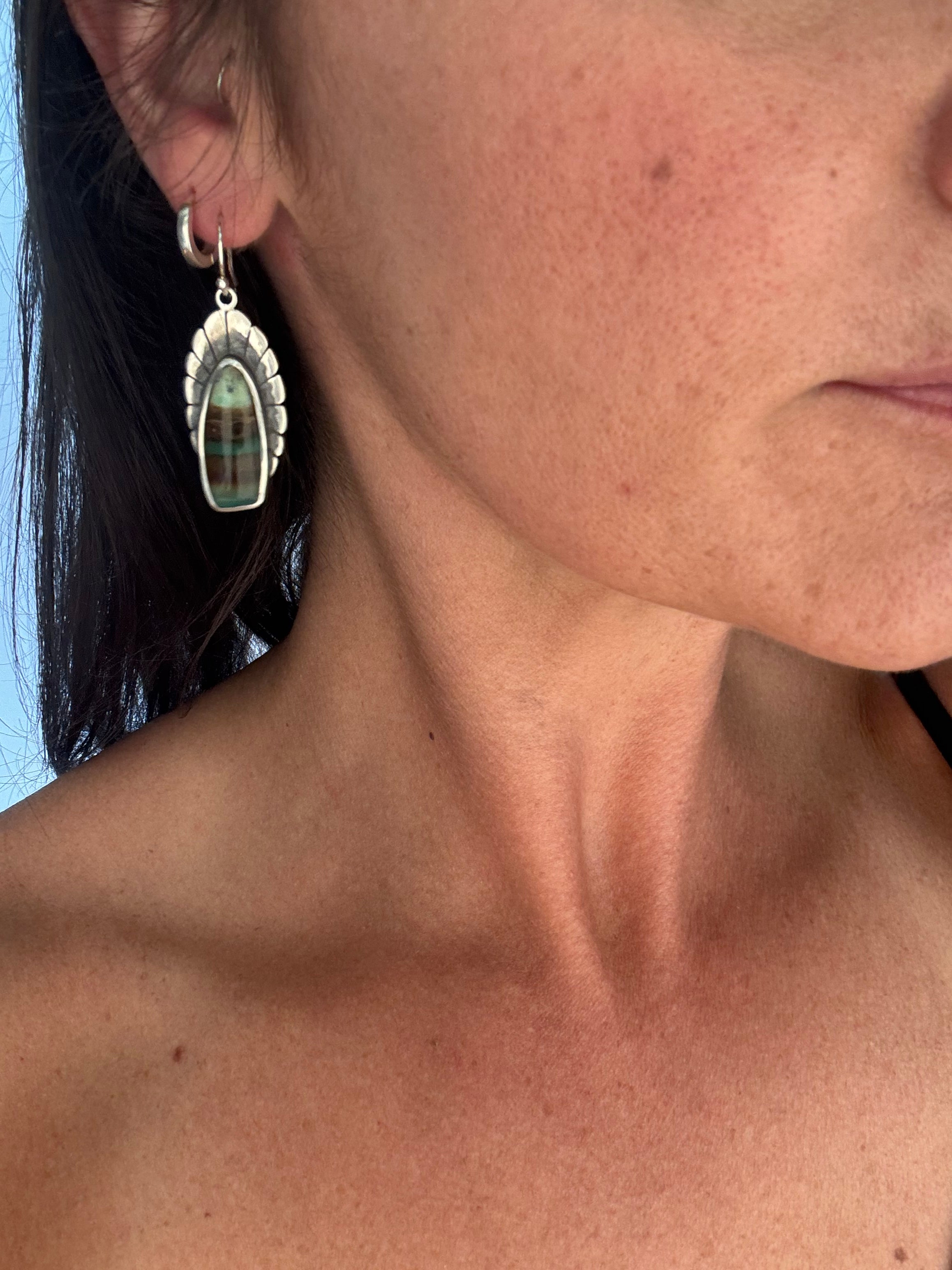 Fleur Earrings | Opalized Wood and Sterling Silver