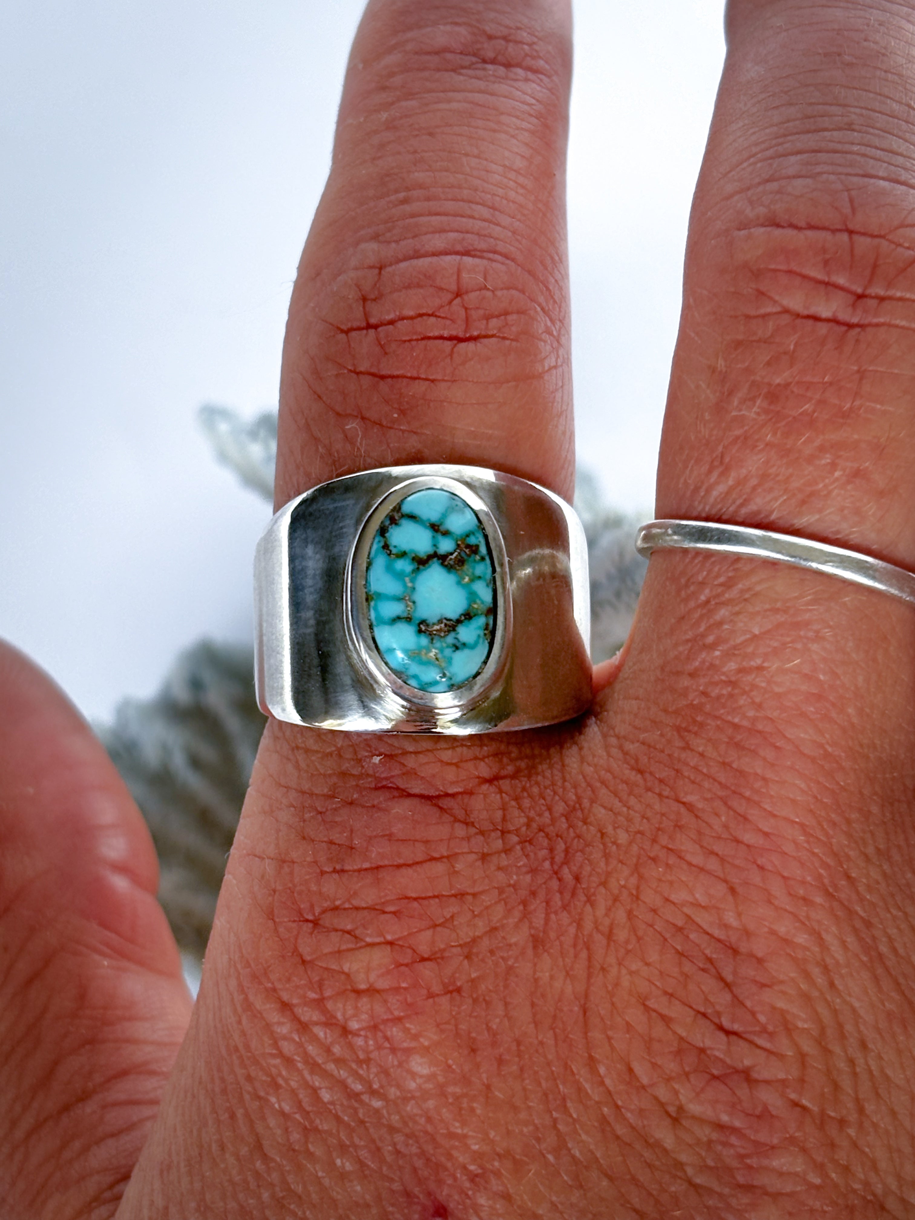 Saddle Band Ring | Kingman Turquoise & Sterling Silver | Size 9