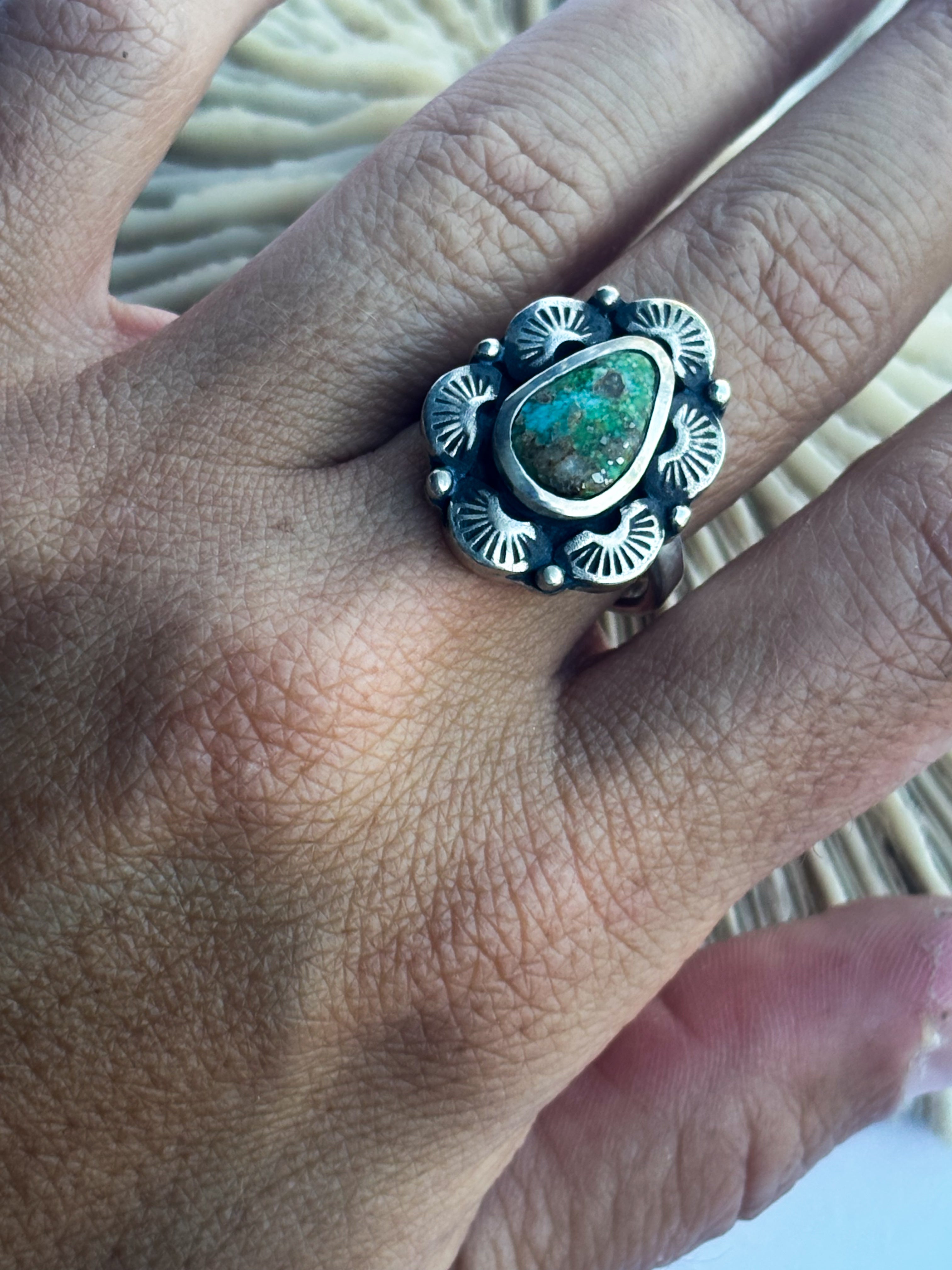 Radiant Ring | Sonoran Gold Turquoise & Sterling Silver | Size 7.5