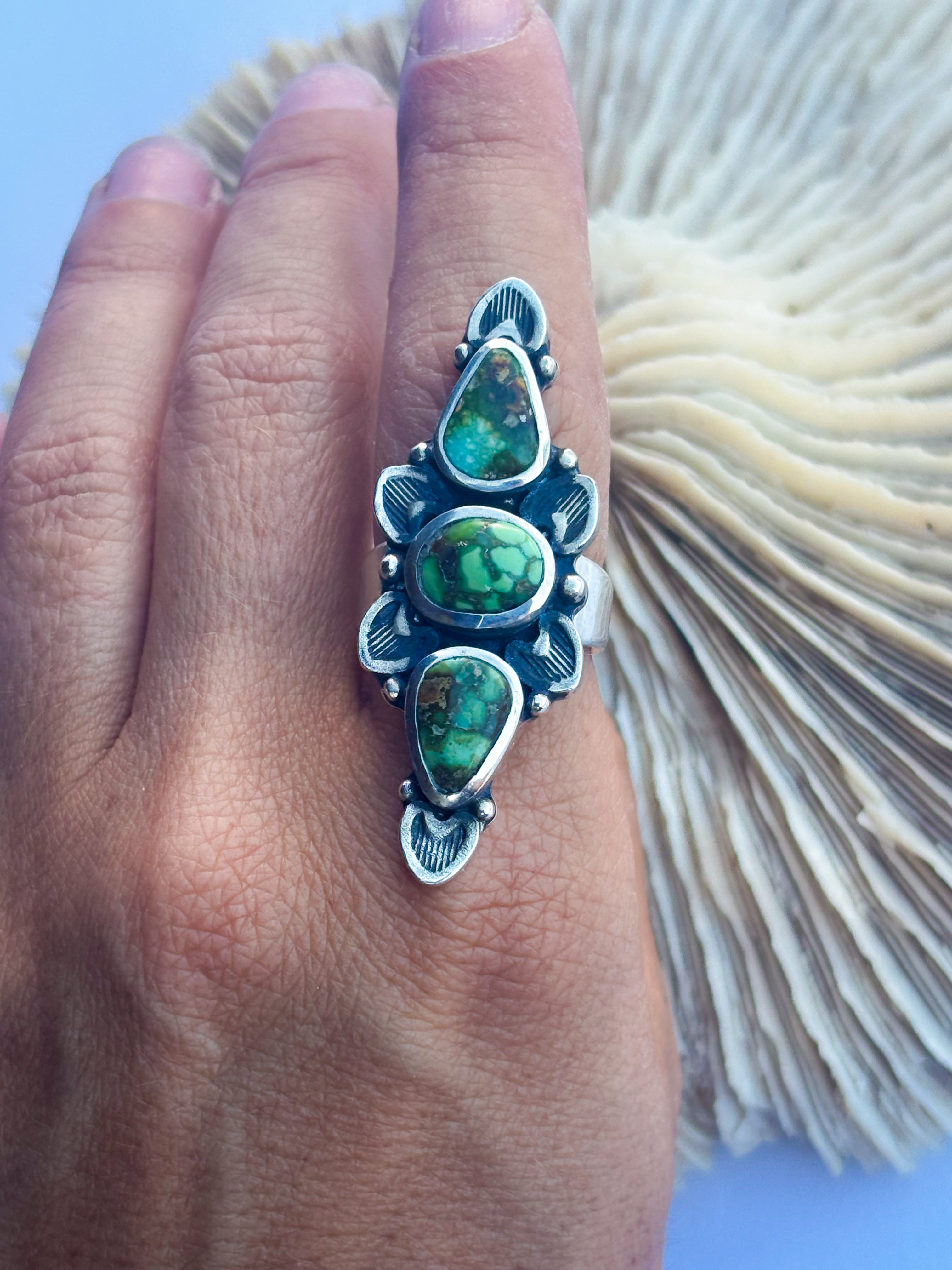 Full Bloom Ring | Sonoran Gold Turquoise & Sterling Silver | Size 7